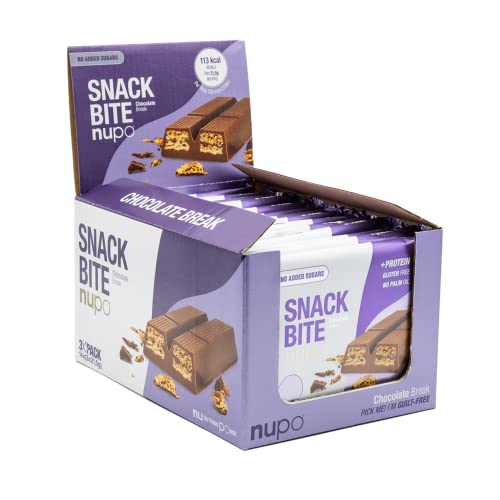 NUPO Snack Bite – Chocolate Break I Knusprige Waffel-Sticks aus Schokolade I Gesunder Snack I 14 x 3 x 21,5g I 113 kcal pro Portion I Ohne Zuckerzusatz I Reich an Protein I Glutenfrei I Ohne Palmöl von NUPO