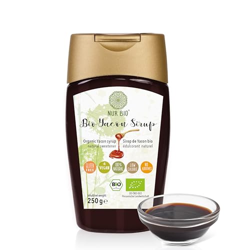 NUR BIO® Yacon Sirup BIO 250 g natürliche Süße aus der Yaconwurzel, ohne Zusätze, höchste Reinheit, vegan, Bio zertifiziert DE-ÖKO-003 von NUR BIO