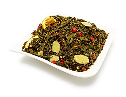 Grünteemischung · Sencha Mandel-Orange · Grüner Tee Lose mit Orangen Geschmack · Natürlich Aromatisierte Teemischung · Weihnachtstee (200g) von NUSSSUCHT Deutsch Süßwaren