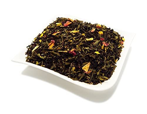 Schwarztee (Premium mit Geschmack · loser Tee) (Earl Grey, Orange, Zimt, Vanille, Pfirsich, Rose, Mango, Cranberry, Waldfrucht, Buttertrüffel) (Pfirsich · Rose, 200g) von NUSSSUCHT Deutsch Süßwaren