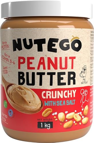 Nutego Crunchy Erdnussbutter mit Meersalz 1kg - Ohne Palmöl, Pflanzliche Proteinquelle, Vegan, Hergestellt aus Premium-Argentinischen Erdnüssen Nutego Crunchy Erdnussbutter mit Meersalz 1kg - Ohne Palmöl, Pflanzliche Proteinquelle, Vegan, Hergestellt aus Premium-Argentinischen Erdnüssen von NUTEGO