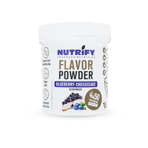 NUTRIFY Advanced Nutrition Blueberry Cheesecake Flavor Powder 150 g, Aromapulver mit Heidelbeere Käsekuchengeschmack und 7,5 kcal pro Portion, Vegan, Laktosefrei, Glutenfrei von NUTRIFY