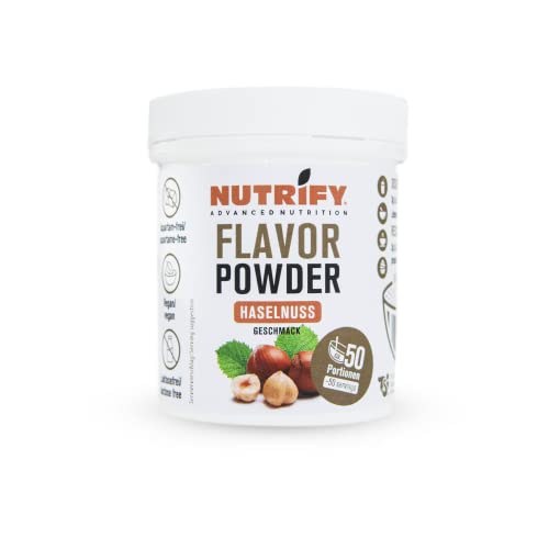 NUTRIFY Advanced Nutrition Hazelnut Flavor Powder 150 g, Aromapulver mit Haselnussgeschmack und 7,5 kcal pro Portion, Vegan, Laktosefrei, Glutenfrei von NUTRIFY
