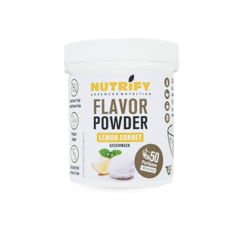 NUTRIFY Advanced Nutrition Lemon Sorbet Flavor Powder 150 g, Aromapulver mit Zitronen Sorbetgeschmack und 7,5 kcal pro Portion, Vegan, Laktosefrei, Glutenfrei NUTRIFY Advanced Nutrition Lemon Sorbet Flavor Powder 150 g, Aromapulver mit Zitronen Sorbetgeschmack und 7,5 kcal pro Portion, Vegan, Laktosefrei, Glutenfrei von NUTRIFY