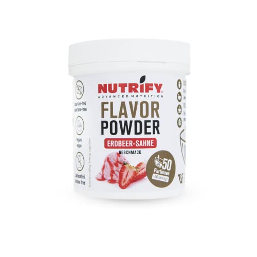 NUTRIFY Advanced Nutrition Strawbery Cream Flavor Powder 150 g, Aromapulver mit Erdbeer-Sahnegeschmack und 7,5 kcal pro Portion, Vegan, Laktosefrei, Glutenfrei von NUTRIFY