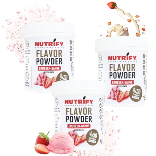 NUTRIFY Flavour Powder 3x150g, Geschmackspulver Weiße Schokolade Himbeere - kalorienreduziert und ballaststoffreich, nur 6.12 kcal pro Portion, Zum Süßen, Backen & Verfeinern von Lebensmitteln, Set von NUTRIFY