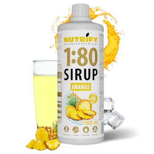 NUTRIFY Vital Fitness Drink 1:80 Sirup 1 L - Ananas, Getränkekonzentrat mit Vitaminen und L-Carnitin zuckerfrei - ergibt 80 Liter Sportgetränk kalorienarm, 1000 ml von NUTRIFY