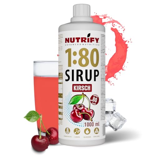 NUTRIFY Vital Fitness Drink 1:80 Sirup 1 L - Kirsche, Getränkekonzentrat mit Vitaminen und L-Carnitin zuckerfrei - ergibt 80 Liter Sportgetränk kalorienarm, 1000 ml von NUTRIFY