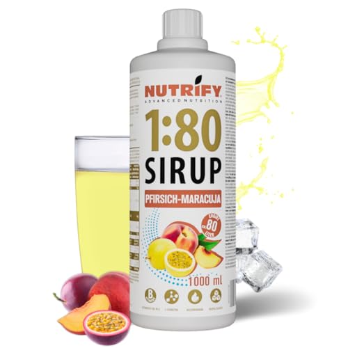 NUTRIFY Vital Fitness Drink 1:80 Sirup 1 L - Pfirsich-Maracuja, Getränkekonzentrat mit Vitaminen und L-Carnitin zuckerfrei - ergibt 80 Liter Sportgetränk kalorienarm, 1000 ml von NUTRIFY