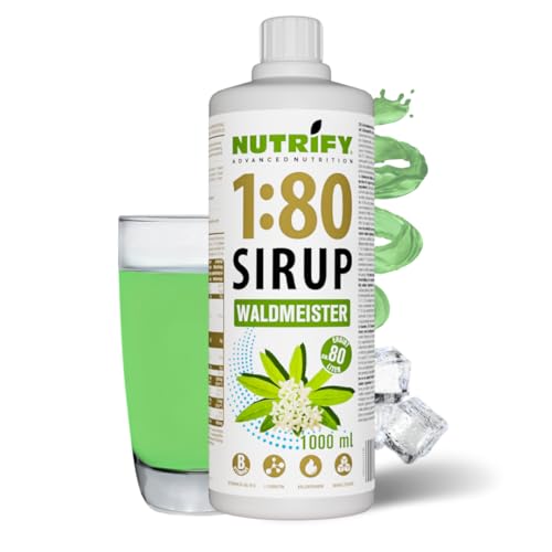 NUTRIFY Vital Fitness Drink 1:80 Sirup 1 L - Waldmeister, Getränkekonzentrat mit Vitaminen und L-Carnitin zuckerfrei - ergibt 80 Liter Sportgetränk kalorienarm, 1000 ml von NUTRIFY