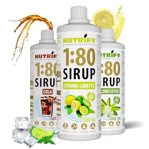 NUTRIFY Vital Fitness Drink 1:80 Sirup 3x 1 L Vorteilsset - Getränkekonzentrat mit Vitaminen und L-Carnitin zuckerfrei - ergibt 240 Liter Sportgetränk kalorienarm 3er Pack, Sirup Set 1 von NUTRIFY
