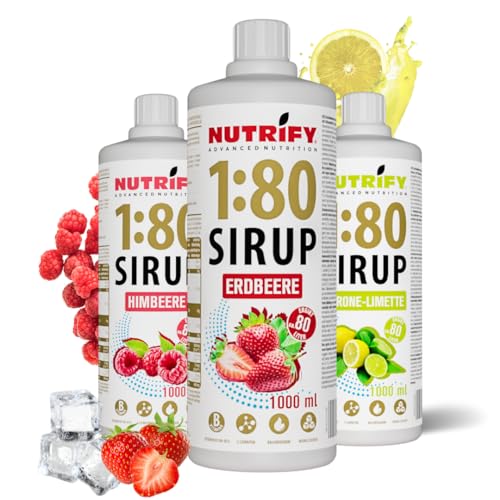 NUTRIFY Vital Fitness Drink 1:80 Sirup 3x 1 L Vorteilsset - Getränkekonzentrat mit Vitaminen und L-Carnitin zuckerfrei - ergibt 240 Liter Sportgetränk kalorienarm 3er Pack, Topseller 2 von NUTRIFY