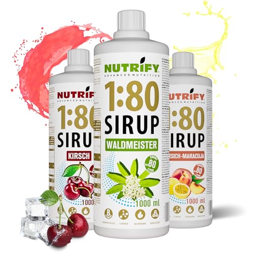 NUTRIFY Vital Fitness Drink 1:80 Sirup 3x 1 L Vorteilsset - Getränkekonzentrat mit Vitaminen und L-Carnitin zuckerfrei - ergibt 240 Liter Sportgetränk kalorienarm 3er Pack, Sommer Pack von NUTRIFY
