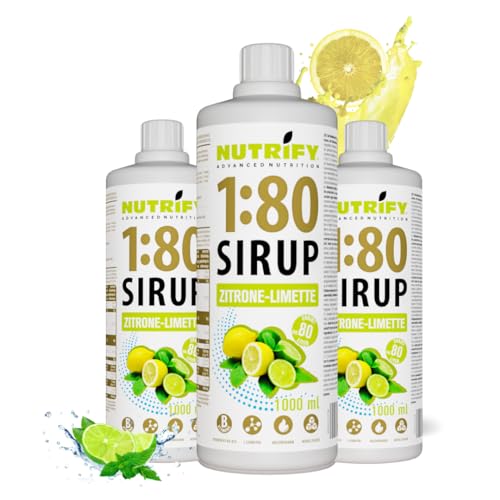 NUTRIFY Vital Fitness Drink 1:80 Sirup 3x 1 L Vorteilsset - Zitrone-Limette, Getränkekonzentrat mit Vitaminen und L-Carnitin zuckerfrei - ergibt 240 Liter Sportgetränk kalorienarm 3er Pack, Lemon-Lime von NUTRIFY