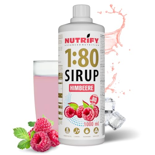 Neu NUTRIFY Vital Fitness Drink 1:80 Sirup 1 L - Himbeere, Getränkekonzentrat mit Vitaminen und L-Carnitin zuckerfrei - ergibt 80 Liter Sportgetränk kalorienarm, 1000 ml von NUTRIFY