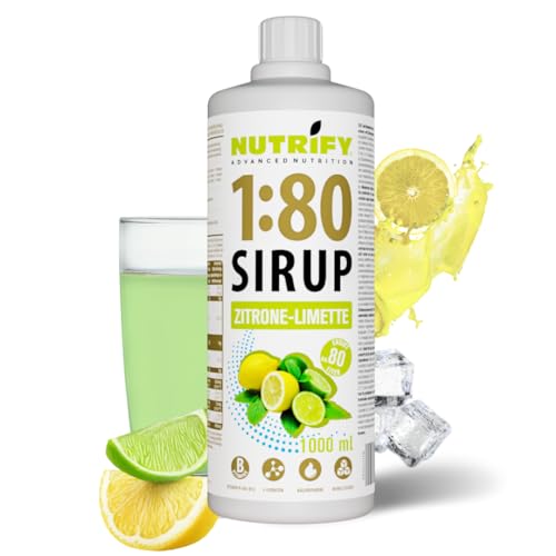 Neu NUTRIFY Vital Fitness Drink 1:80 Sirup 1 L - Zitrone-Limette, Getränkekonzentrat mit Vitaminen und L-Carnitin zuckerfrei - ergibt 80 Liter Sportgetränk kalorienarm, 1000 ml… von NUTRIFY