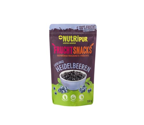 Gefriergetrocknete Früchte: 100g gefriergetrocknete Kulturheidelbeeren für Smoothie, Müsli, Porridge Topping – Gefriergetrocknete Beeren ohne Zucker Zusatz – Heidelbeeren gefriergetrocknet v. NutriPur von NUTRIPUR