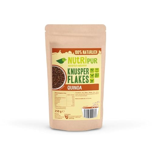 Knusperflakes Buchweizen - Knusperflakes Quinoa | gesunde Ceralien - High Protein Ergänzung, ideal im Müsl- Proteinquelle, Ballaststoffquelle (250g, Quinoa) von NUTRIPUR