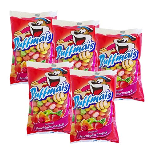 Puffmais Frucht - Maisflips/Maissnack/Flips mit Fruchtgeschmack (5 x 80g) von Excelcium
