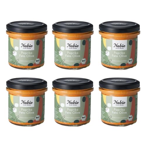 NABIO | Mediterraner Aufstrich Paprika Feta Olive I eine Reise durch die Vorspeisenteller des Südens I 3 x vegan, 3 x vegetarisch I (6 x 135g) von Nabio