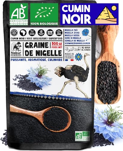 Nabür - Bio Schwarzkümmel 500gr | Samen ganz Ägyptisch Nigella Sativa - Frankreich Kontrolliert (FR-BIO-01) von Nabür