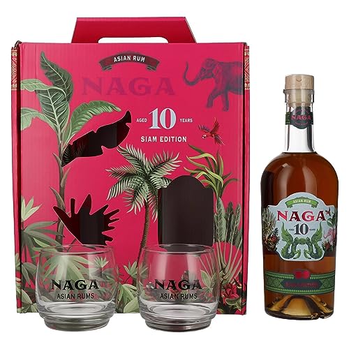 Naga 10 Years Old Asian Rum SIAM EDITION 40% Vol. 0,7l in Geschenkbox mit 2 Gläsern von Naga