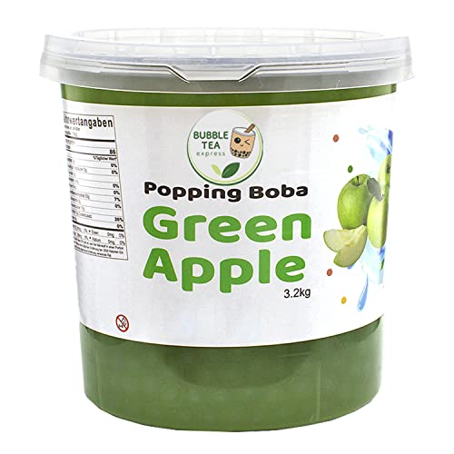 Bubble Tea Express – Original Popping Boba aus Taiwan – Fruchtsaftperlen 3,2 kg – echte Fruchtsäfte – Vegan, Glutenfrei, Laktosefrei – Grüner Apfel von Nai Cha GmbH