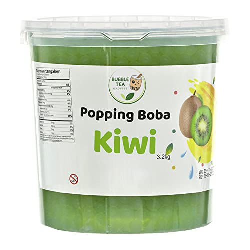 Bubble Tea Express – Popping Boba, Boba, Original aus Taiwan – Fruchtsaftperlen 3,2 kg – echte Fruchtsäfte – Vegan, Glutenfrei, Laktosefrei Laktosefrei – Kiwi von Nai Cha GmbH