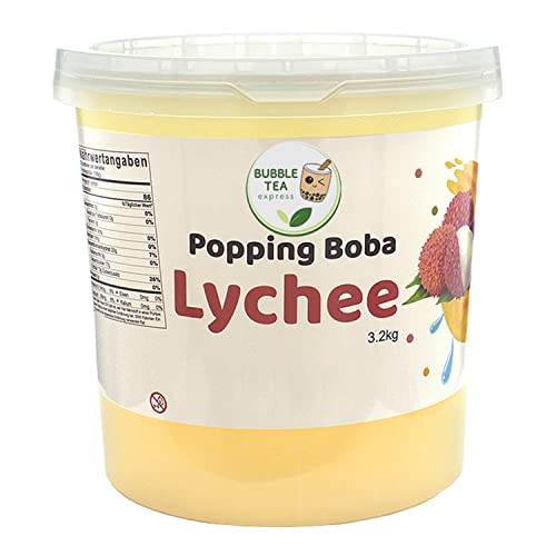 Bubble Tea Express – Popping Boba, Boba, Original aus Taiwan – Fruchtsaftperlen 3,2 kg – echte Fruchtsäfte – Vegan, Glutenfrei, Laktosefrei Laktosefrei – Litschi von Nai Cha GmbH