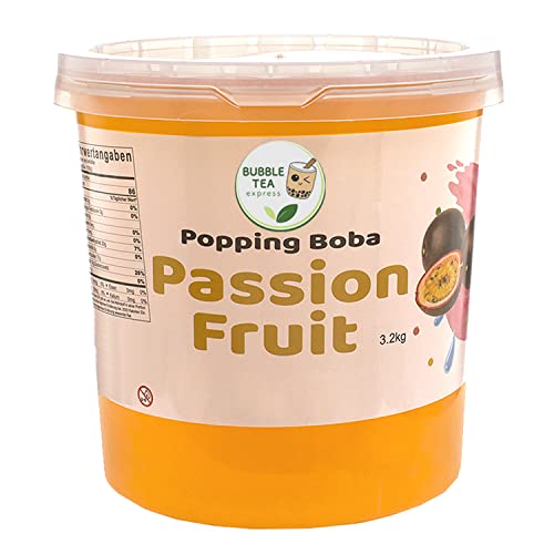 Bubble Tea Express – Popping Boba, Boba, Original aus Taiwan – Fruchtsaftperlen 3,2 kg – echte Fruchtsäfte – Vegan, Glutenfrei, Laktosefrei Laktosefrei – Maracuja/Passion Fruit von Nai Cha GmbH