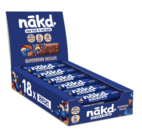 Nākd. Blueberry Delight | Kaltgepresste Riegel aus Früchten & Nüssen | 100% Natürliche Zutaten | Ohne Zusatz von Zucker | Vegan | Glutenfrei & Ohne Milch | 18 x 35g | 630g von Nakd