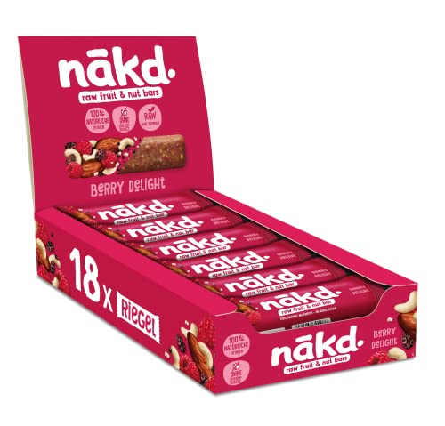 Nākd. Berry Delight | Kaltgepresste Riegel aus Früchten & Nüssen | 100% Natürliche Zutaten | Ohne Zusatz von Zucker | Vegan | Glutenfrei & Ohne Milch | 18 x 35g | 630g von Nakd