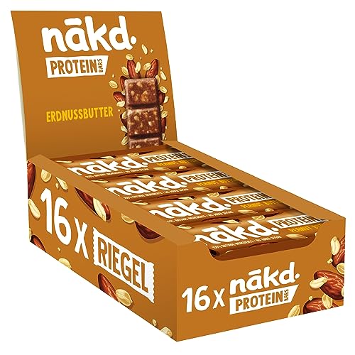 Nākd. Protein Erdnussbutter | Protein-Riegel | 7g Pflanzliches Protein | 100% Natürliche Zutaten | Ohne Zuckerzusatz | Vegan | 16 x 45g | 720g von Nakd