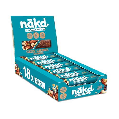 Salted Caramel Natürliche Obst- und Nussriegel - Vegan - Glutenfrei - Gesunder Snack, 35 g (18 pro Packung) von Nakd