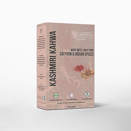 Namhya Kashmiri Kahwa Tea Bags | Kashmiri tea with Pure Saffron, Cardamom, Cinnamon and Rose Petals 3.53 oz (25 Tea bags) | Helps to Boosts Immunity, Enhances Digestion | Kahwa kashmiri tea von Namhya