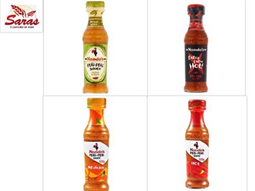 Nando's Lovers Selections 4 x 125 ml (Zitronen und Kräuter, mittelgroß, heiß und xxHot). Nando's Lovers Selections 4 x 125 ml (Zitronen und Kräuter, mittelgroß, heiß und xxHot). von Nando's