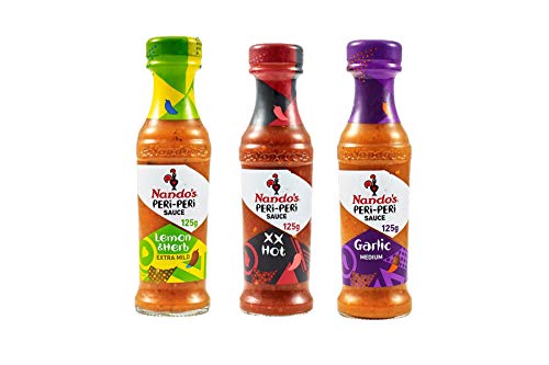 Nando's Peri-Peri Sauce Selection Heiß, Zitrone und Kräuter, Knoblauch je 125 g von Nando's