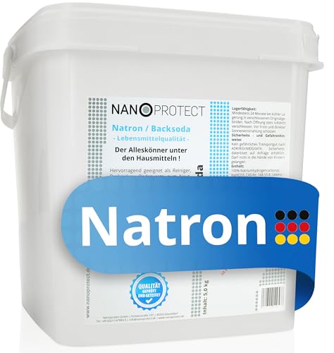 Nanoprotect Natron | Backsoda | Premium Lebensmittelqualität | 5 kg Pulver | Natriumhydrogencarbonat aus deutscher Herstellung und Abfüllung von Nanoprotect