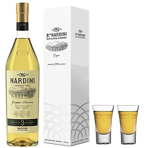 NARDINI AQUAVITA DI PURA VINACCIA DOPPIA RETTIFICA RISERVA 1 LT 50% IM ETUI MIT ZWEI GLÄSERN von Nardini