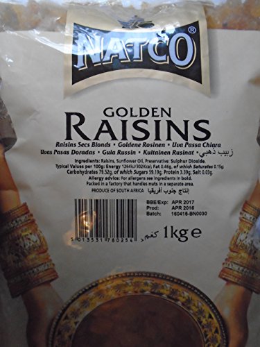 Natco Golden Rosinen, 1 kg, 2 Stück von Natco