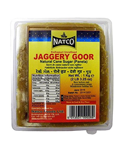 Natco Jaggery Goor (Kolhapuri unraffiniert) – Panela – 1 kg x 2 von Natco
