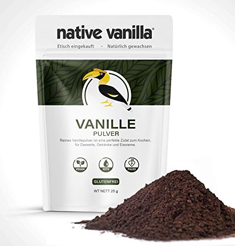 Native Vanilla - Vanillepulver (25 g) - 100% reines gemahlenes Vanillepulver - Für Köche und hausgemachtes Backen, Eiscreme, Kaffee von Native Vanilla