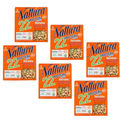 Nattura® | Cashew-, Zimt-, Kürbiskern- und Leinprotein-Sportriegel | BIO-Cashew- und Samenproteinriegel – 6 x 3 Riegel (insgesamt 6 x 75 g) von Náttúra