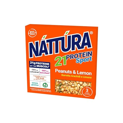 Nattura® | Erdnuss-Zitronen-Protein-Sportriegel | BIO-Proteinriegel Erdnüsse, Kürbiskerne, Leinsamen, Zitronenöl – 3 Riegel (insgesamt 75 g) von Náttúra