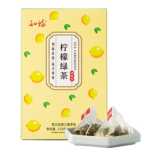 Lemon Green Tea Bags Sommer Lemon Drinks Dufttee Individuelle Triangle Lemon Teebeutel für Morgen Nachmittag Freizeit Freizeit Drinks, 22 Count von Natudeco