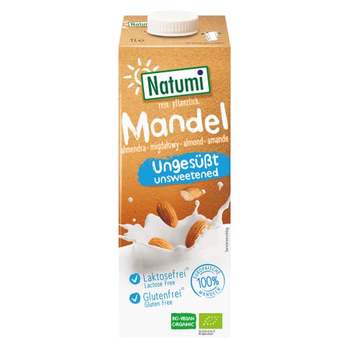 Natumi Mandeldrink Ungesüßt Bio Vegane Milchalternative, Nuss, 16er Pack (16 x 1Liter) von Natumi