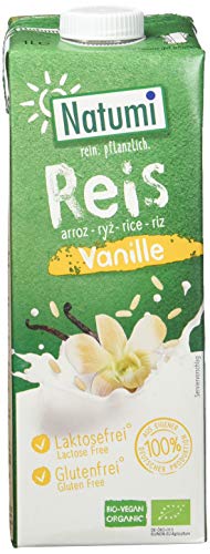 Natumi Reisdrink Vanille ungesüßt I 12er Pack Pflanzendrink Bio - 12 x 1 L I Milchersatz vegan ohne Zucker / Gluten / Laktose I Italienischer Reis & Bio Bourbon Vanille I Reis Drink Backen & Kochen von Natumi