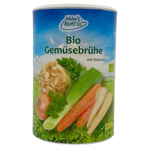 Natur Hurtig Bio Gemüsebrühe 275 g | Ohne Zusatzstoffe, ohne Glutamat, ohne Hefe | Vegan, mit natürlichem Steinsalz verfeinert Natur Hurtig Bio Gemüsebrühe 275 g | Ohne Zusatzstoffe, ohne Glutamat, ohne Hefe | Vegan, mit natürlichem Steinsalz verfeinert von Natur Hurtig