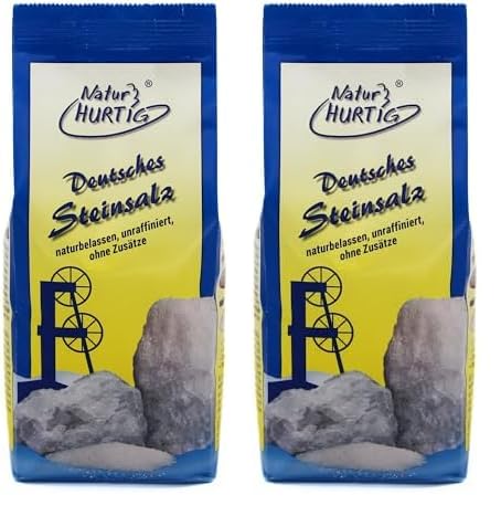 Natur Hurtig Deutsches Steinsalz Fein 1 kg | Naturbelassen, unraffiniert und ohne Zusatzstoffe | Unbehandeltes Ursalz aus Deutschland (Packung mit 2) von Natur Hurtig