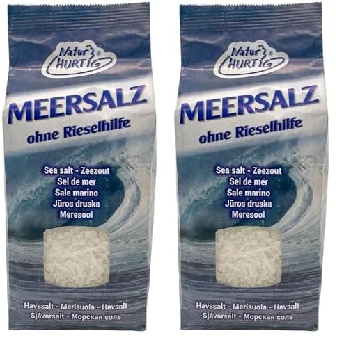 Natur Hurtig Meersalz Grob 1 kg | Naturbelassen, unraffiniert und ohne Zusätze | Unbehandeltes grobes Meersalz für die Salzmühle (Packung mit 2) von Natur Hurtig